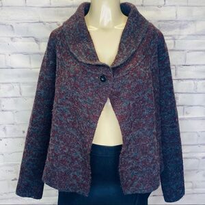 Ellen Tracy one button wool blend cardigan
